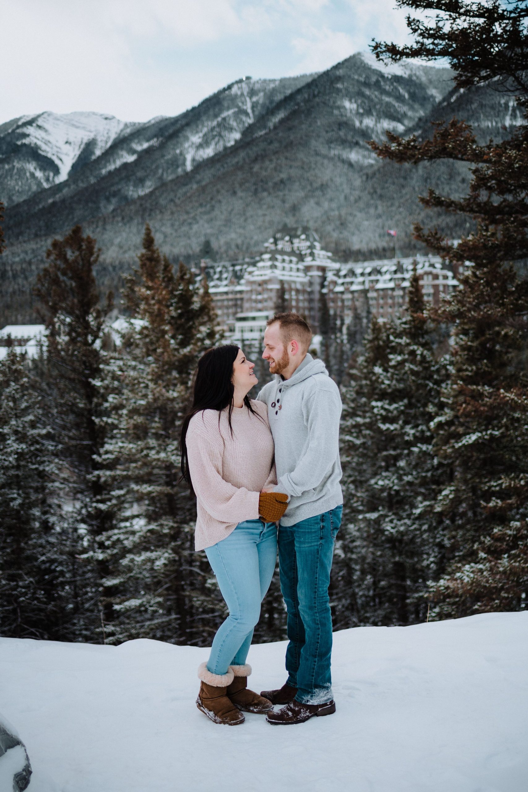 Couple in banff fairmont photosession