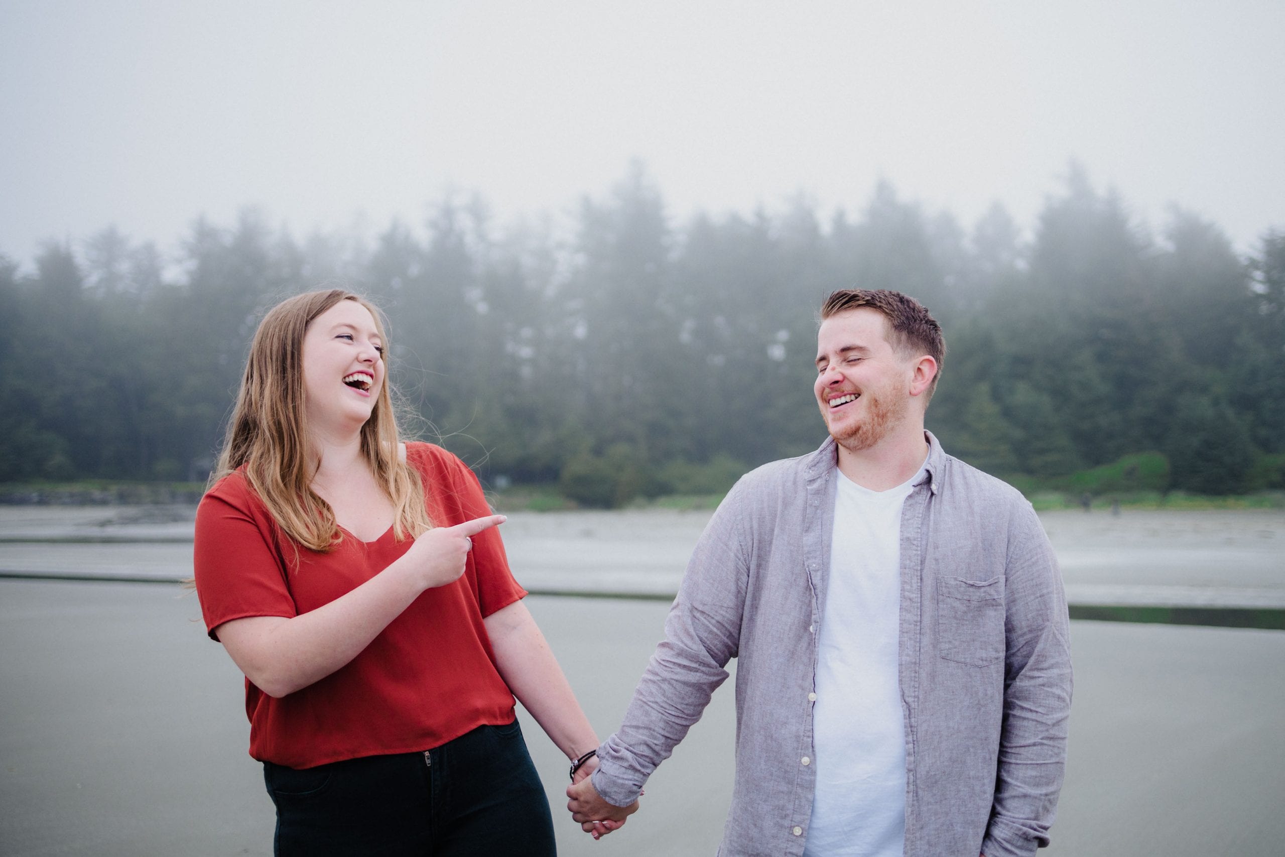 Tofino couples session - candid and laughing