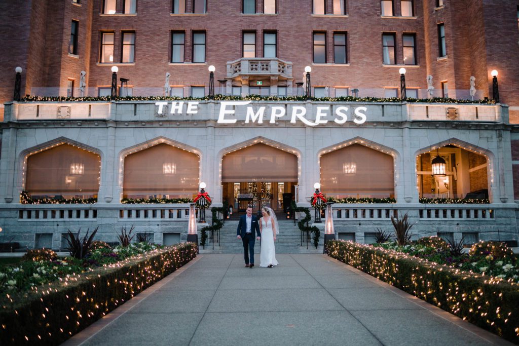 Camera shy wedding photos - Empress Hotel