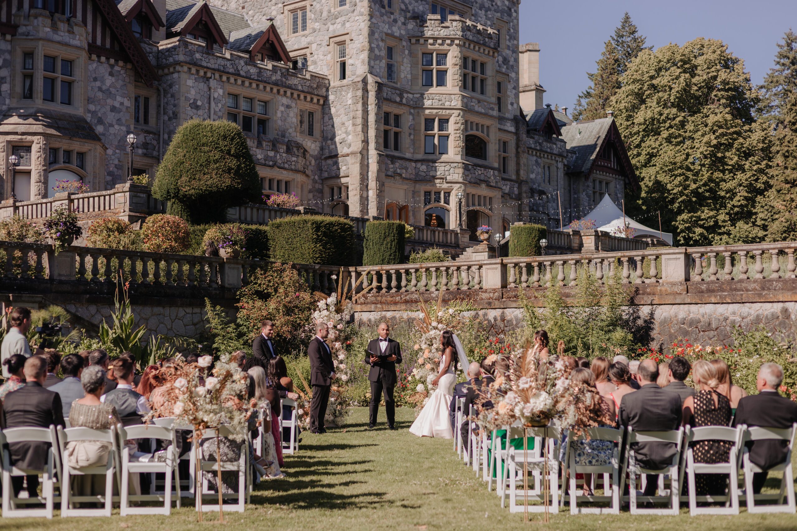 A couple Getting Married at Hatley Castle